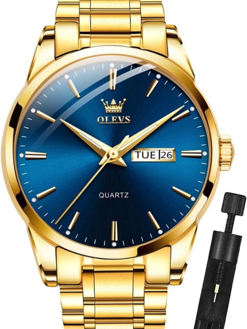 Stylish Men's Gold Analog Quartz Watch - Waterproof, Luminous, Business Casual